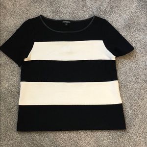 Brand New Express Black & White striped top